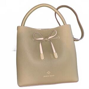 Nanette Lepore Army Green Handbag Pink Bow NWT Coquette Chic Bucket Preppy